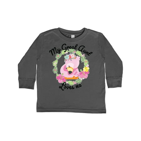 

Inktastic Baby Flamingo My Great Aunt Loves Me with Flower Wreath Gift Toddler Boy or Toddler Girl Long Sleeve T-Shirt