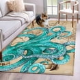 thumbnail image 5 of Area Rug 48×72in, Vintage Blue Big Octopus Boats Floor Carpet Living Room Rug, Summer Marine Life Non-Slip Welcome Mat Indoor Rugs for Bedroom Dining Room, 5 of 9