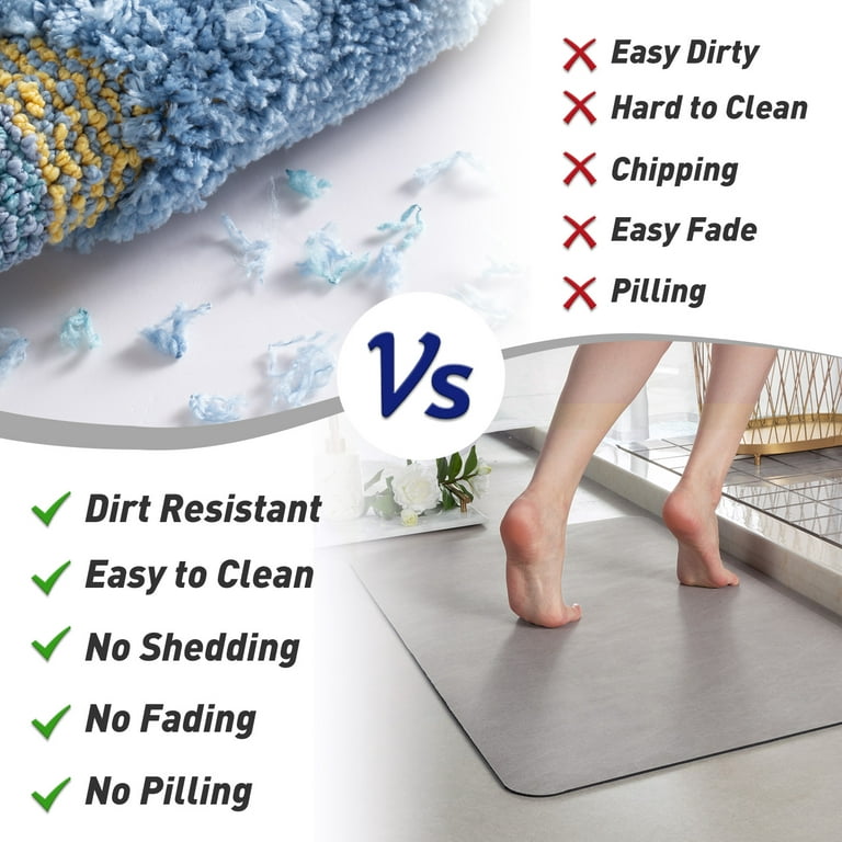 Super Absorbent Floor Mat, Ultra Thin Bathroom Rugs With Rubber Backing - Waterproof  Bath Mat Quick Dry Bathroom Carpet (grey)