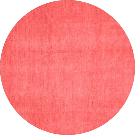Ahgly Company Machine Washable Indoor Round Abstract Red Modern Area Rugs, 3' Round