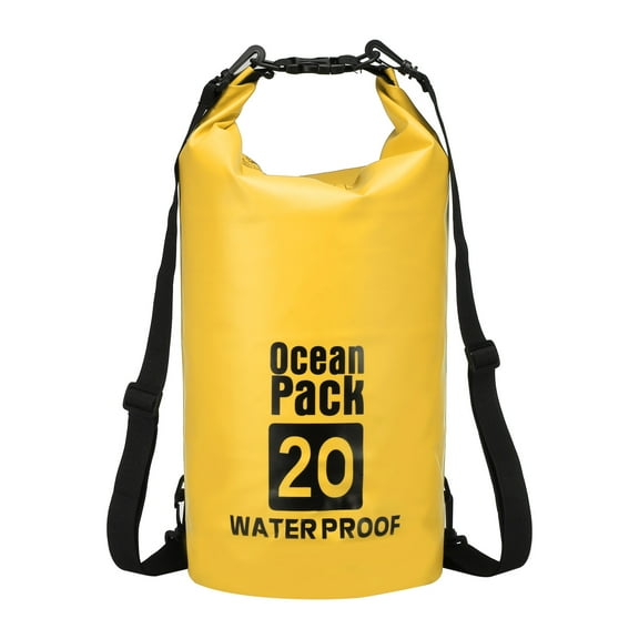 Uxcell Waterproof Dry Bag, 20L Water Proof Bags Lightweight Dry Storage Floating Backpack with Whistle (1 Pack, Yellow)