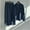 Navy, variant on Sky Blue Women's Casual Solid Retro Plus Size Cotton Button Shirt High Waist Loose Pocket Long Pant Suit