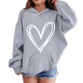 thumbnail image 3 of YunPes Youth Boys Hooded Fleece Sweatshirt Heart Graphic Print Design Comfy Oversized Pullover Tops Teen Girls Cute Fashion Clothes, 3 of 5