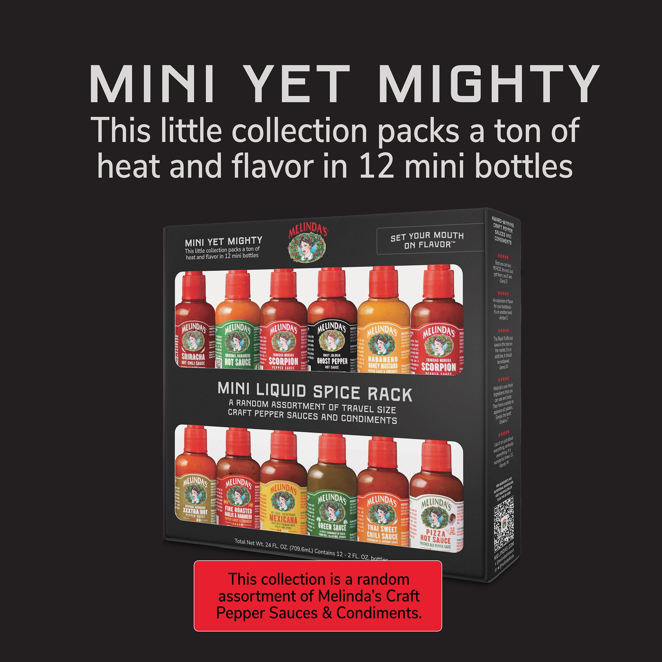 Melinda's Mini Liquid Spice Rack 12ct, Rotating Spice Rack with Filled Jars, Space-Saving Kitchen Counter Organizer
