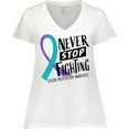 thumbnail image 3 of Inktastic Never Stop Fighting Suicide Prevention Awareness Ribbon Women's Plus Size V-Neck T-Shirt, 3 of 5