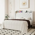 thumbnail image 2 of Allewie Queen Size Bed Frame, Storage Headboard with Charging Station, Wingback Velvet Upholstered, Diamond Stitched Button Tufted, Sturdy Wooden Slats, No Box Spring Needed, Easy Assembly, White, 2 of 10