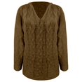 thumbnail image 4 of DHFJKG Womens Sweaters Hoodies Knit Jacquard Oversized Deep V Neck Loong Sleeve Hooded Pullover Sweater Solid Color Versatile Jumper Tops, 4 of 5