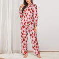 thumbnail image 2 of Honeii Hand Drawn Strawberry print Women's Pajama Sets Long Sleeve Button Down Sleepwear Nightwear Soft Pjs Lounge Sets-Large, 2 of 7
