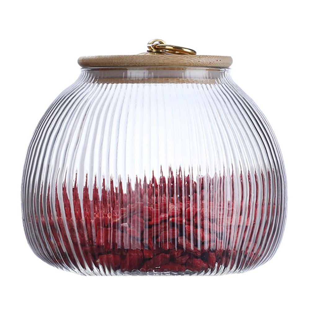 Amazing New Style Set of 3 700ml Storage Jar Ribbed Glass Heart Design Lid 700ml 