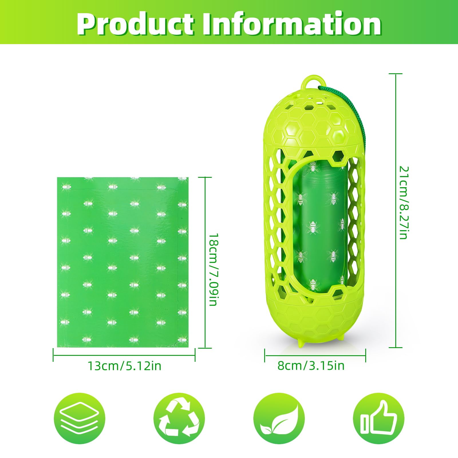 2 Pack Upgraded Outdoor Hanging Wasp Trap, Bee Traps for Outdoor Yellow Jacket Bee Catcher Trap, 4 PCS Refillable Sticky Papers, Fly Bug Insect Deterrent Killer
