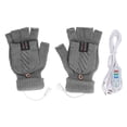 thumbnail image 1 of 1 par de guantes calentados por USB, guantes térmicos de calefacción eléctrica, calentadores de manos de invierno para trabajar con medio dedo, color gris, 1 of 8