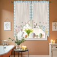 thumbnail image 6 of Happy Easter Swag Valance Curtains Plaid Rabbit Flower Blue Plaid Background Rod Pocket Swag Curtains Small Window Treatments for Kitchen Bathroom Bedroom 36" W x 45" L, 2 Panels, 6 of 9