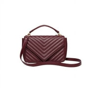 Daisy Rose Women's Quilted Top Handle Shoulder Cross body bag for Women - PU Vegan Leather - Burgundy