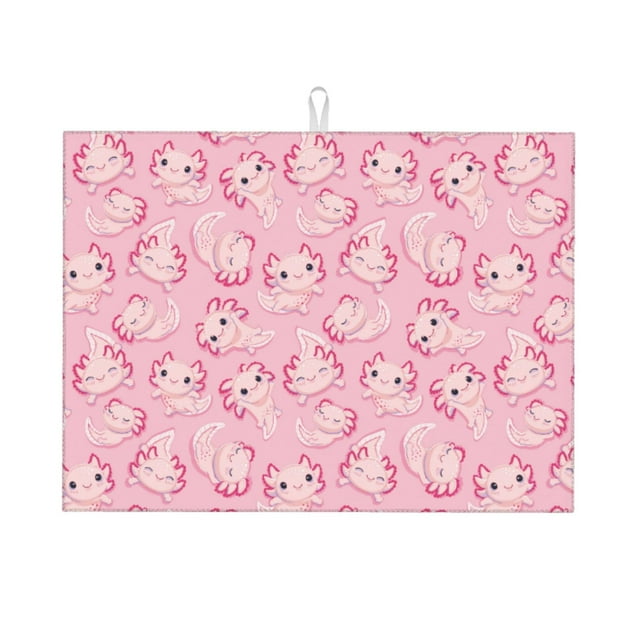 Fotbe happy baby axolotls Alfombrilla de Secado para Cocina con Estampado, 18x24 Pulgadas