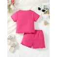 thumbnail image 4 of Mikrdoo 7T Big Girls Clothes 4Y,5Y,6Y,7Y Girls Outfits Letter Print Short Sleeve Casual Tee Elastic Shorts Sets 2Pcs Summer OOTD Red, 4 of 10