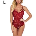 thumbnail image 1 of Body de encaje para mujer Ropa de dormir con correa sexy para mujer Lencería con cuello en V, L, Rojo vino Advancent XX000063-11, 1 of 7