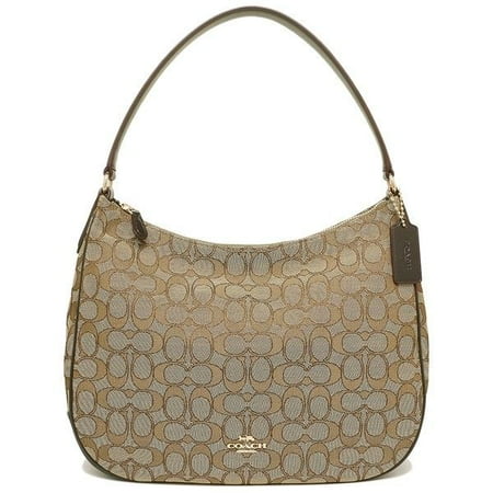 Coach Signature Outline Canvas Zip Hobo Shoulder Bag Handbag