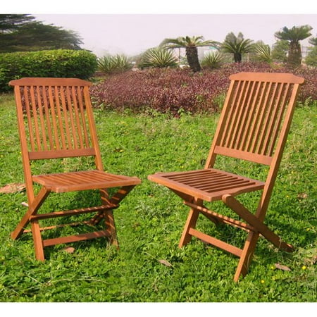 International Caravan Highland Acacia Stain Folding Patio Chair