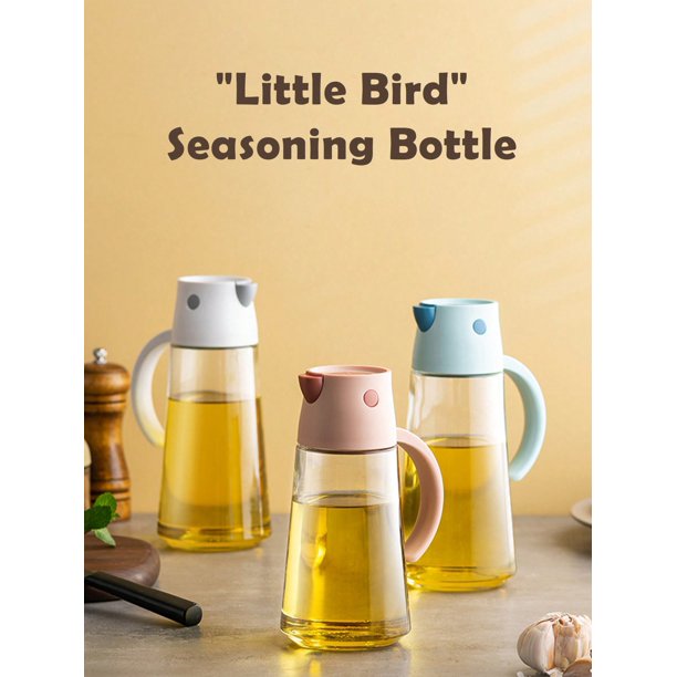 1pc Three Colors Lead-Free Glass Automatic Opening & Closing Oil Bottle, Simple & Stylish Kitchenware For Oil, Sauce, Vinegar, Seasoning