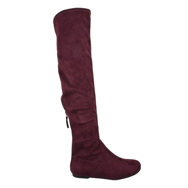 red over the knee boots flat