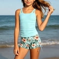 thumbnail image 4 of Girls Ruched Two Piece Swimsuit Set, Side Tie Boy Shorts Bathing Suit, Summer Pool Beachwear for Kids Vacation, 4 of 4