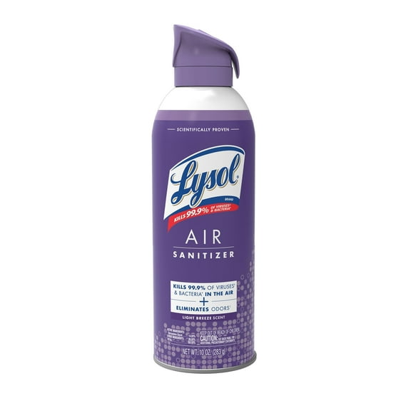 LYSOL Air Sanitizer Spray,  Light Breeze, 10 Fl. Oz (Pack of 8)