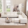 thumbnail image 2 of Bonzy Home Convertible Sectional Sofa Modular Sofa with Ottoman, Freely Combinable Configurable Couch for Living Room Oat, 2 of 8