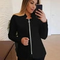 thumbnail image 2 of ATOYSOY Women's Plus Size Blazer Suit Versatile Long Sleeve Cardigan Solid Work Office Coat Lapel Open Front Zipper Jacket Trendy Clearance Business Attire Casual Black XXL, 2 of 4