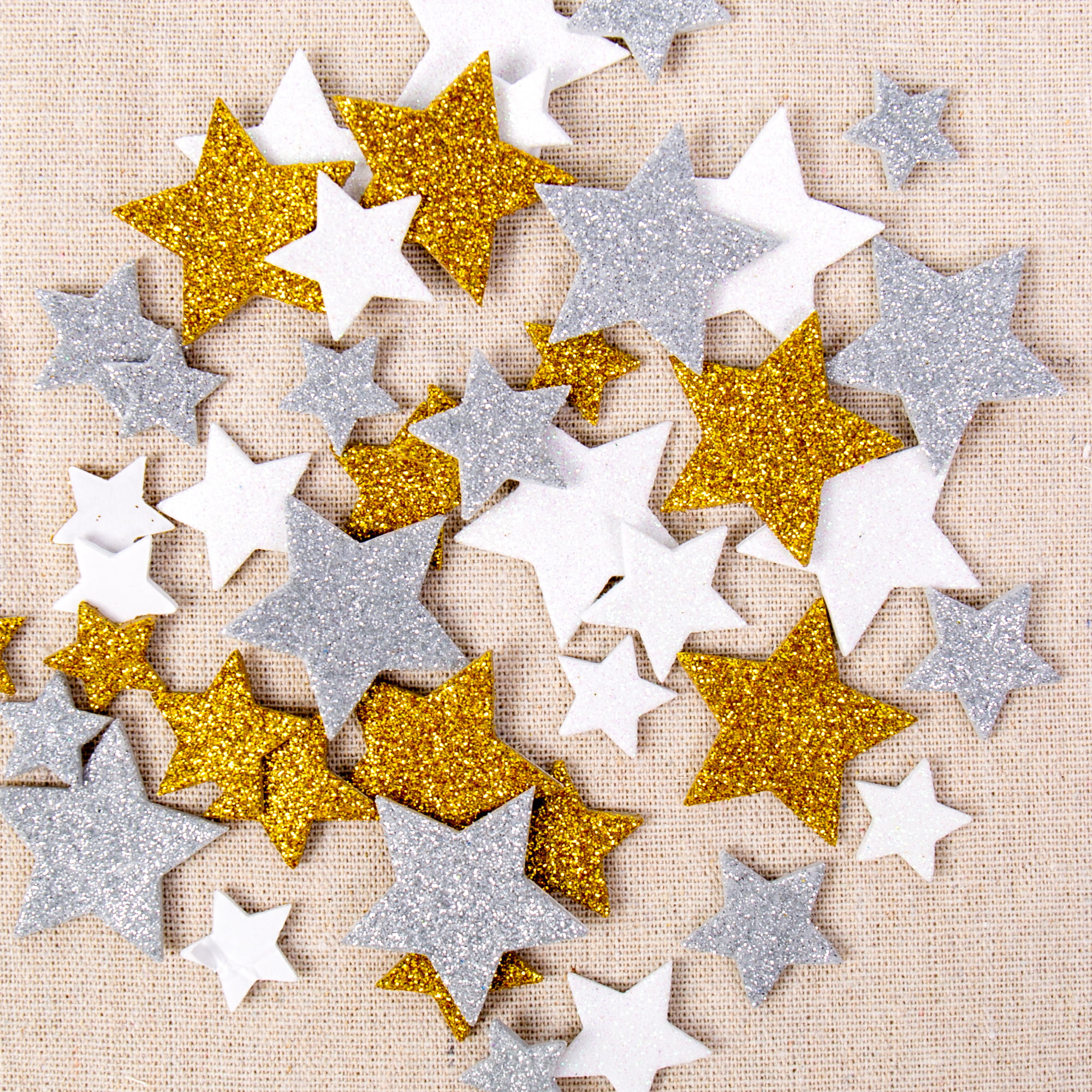 Baker Ross AV610 Gold & Silver Star Stickers - Pack of 150, Glitter Foam Self Adhesive Scrapbook Stickers, Great for Kids Arts and Crafts Activities