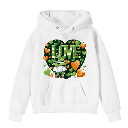 

KUNKASA Hooded Sweatshirt For Kids Girls Boys The Cartoon Print Hoodie Long Sleeve Soft Graphic Hoody Kids Cute Fall Winter Clothes Loose Pullover Tops 9-10 Years