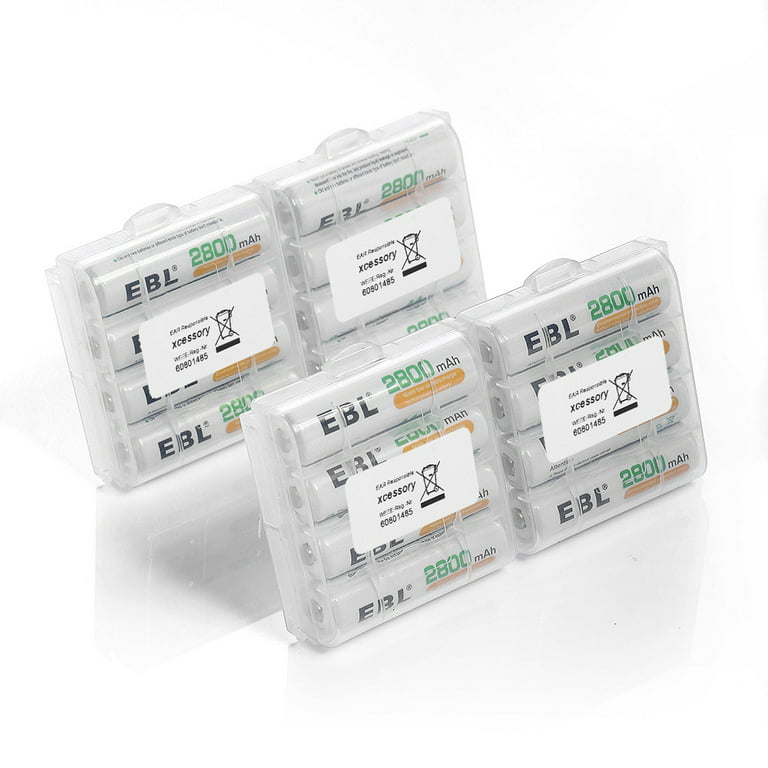 16AA28 EBL AA Rechargeable Batteries 2800mAh Ready2Charge Quality AA  Batteries - 16 Counts
