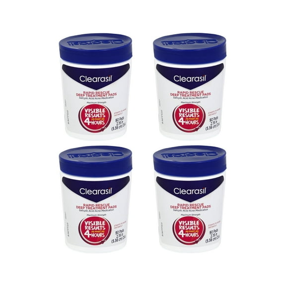 Pack of (4) Clearasil Ultra Rapid Action Acne Treatment Pore Cleansing Pads, 90 Count