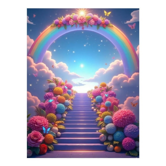 Diamond Art Kit for Adults, Rainbow Flower Colorful Print No.7 Diamond Painting for Adults Beginners, 5D DIY Diamond Art Painting Kits, Colorful Diamond Painting Craft for Home Decor 12x16