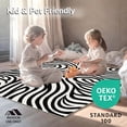 thumbnail image 4 of ODIKA 6'x6' Machine Washable Non-Slip Area Rug, Savanna Essence Abstract Striped with Curved Detailing High Traffic Rug, Black, 310974, 4 of 5