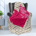 thumbnail image 4 of Love Soft Flannel Fleece Throw Blanket, Heart Design Elements Love Letter Handwriting Calligraphy Curve Old Style Print, Cozy Plush for Indoor and Outdoor Use, 50" x 70", Beige Magenta, by Ambesonne, 4 of 5
