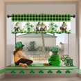 thumbnail image 3 of St. Patrick''s Day Window Valance March Lucky Shamrock Buffalo Green Plaid Gnomes Straw Wealth Money Love Symbol Bedroom Kitchen Dining Room Window Decoration 54x18 Inches, 3 of 6