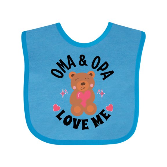 Inktastic Oma and Opa Love Me Grandchild Bear Girls Baby Bib