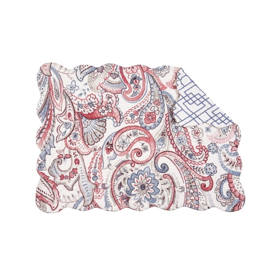 Claiborne Quilted Single Placemat Scallop Edge Red And, 13" x 19"