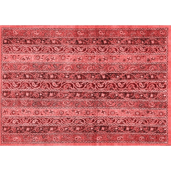 Ahgly Company Indoor Rectangle Abstract Red Modern Area Rugs, 2' x 4'