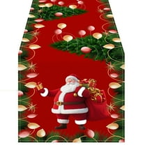 geerera Christmas Table Runner, Red Santa Claus Printed Table Border, Festive Coffee Table Cloth for Home, Party, Dining Decor