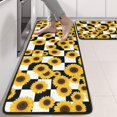thumbnail image 2 of Sunflower and Checkerboard Black Anti Fatigue Kitchen Rugs Set Of 2, Non Slip Washable Decorative Floor Mats for Sink Laundry and Home Use, 17"x47", 2 of 5
