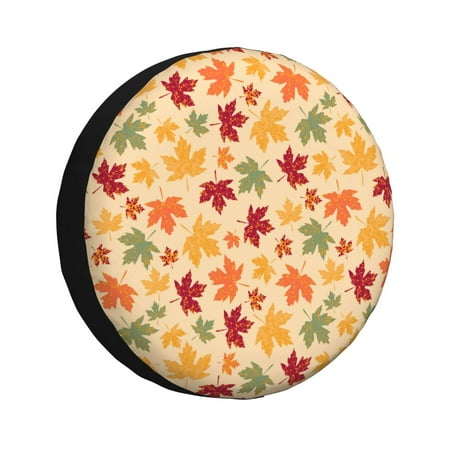 Spare Tire Cover Autumn Maple Leaves Wheel Cover Tire Covers for Trailers Car Truck Camper Universal Tire Covering Fits Diameter 17 inch