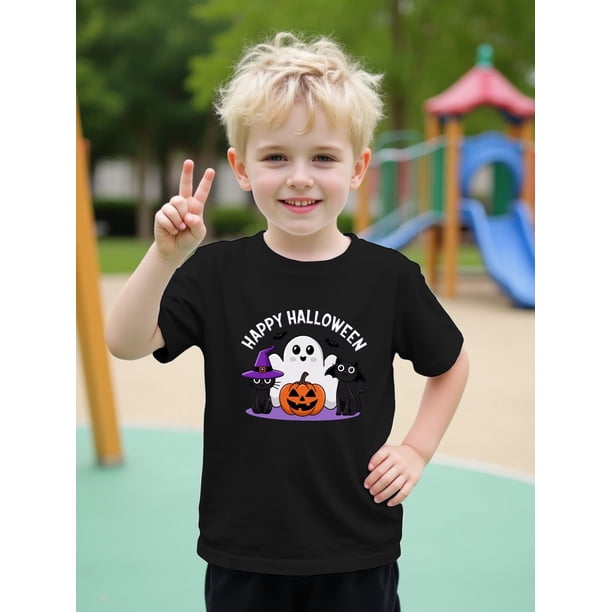 Halloween T-shirt - Cute & Jack-O'-Lantern Print, Round Neck, Casual Summer Top for, Hand Wash or Dry Clean, Summer Top | Seasonal Tshirt | Quality Print Design