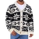 thumbnail image 1 of Suéter de punto con botones y cuello chal de manga larga para hombre M Negro Beige, 1 of 6