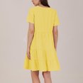 thumbnail image 6 of Fesfesfes Button Front Maternity Dress Short Sleeve Solid Color Casual Comfortable Pregnancy Dress for Women Breastfeeding Friendly(Yellow,M), 6 of 8