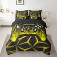 thumbnail image 3 of Erosebridal Gamer Bed in a Bag Twin size 7pcs , Geometric Comforter Sets with Sheets, Black Gold, Reversible, 3 of 5