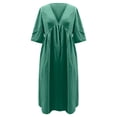 thumbnail image 5 of Dresses for Women UK Women's Summer Solid Color Short Sleeved Cotton Linen Waist Casual Maxi Dress Summer Dresses, 5 of 6