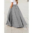 thumbnail image 6 of Gingham Long Skirts for Women Maxi Plaid Skirt A Line High Waist Summer Skirts Casual Trendy Black S, 6 of 7