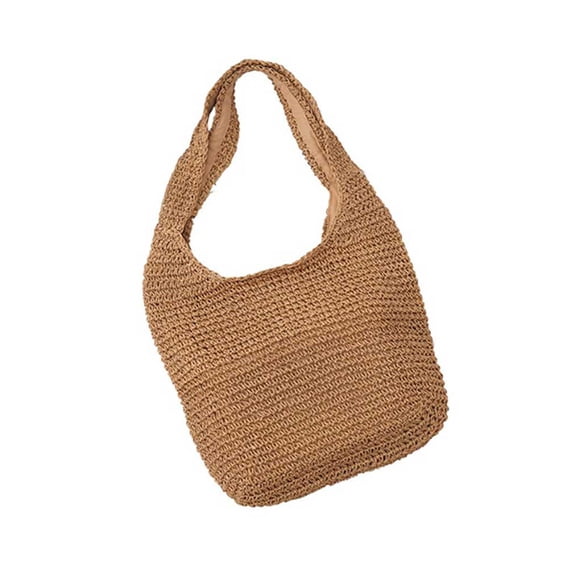 Sonducket Bolso de cesta de paja trenzada para mujer, reutilizable, informal, elegante, de Color sólido, con bolsillo con cremallera, para compras de Bolsas de mensajero y de hombro caqui oscuro Sonducket AP012119-02