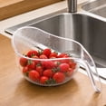 thumbnail image 2 of Aesthetic Multifunctional Rice Strainer with Handle, BPA-Free Colander | Food Grade, Fine Holes for Fast Draining, Space-Saving for Washing, Draining & Storing Food (White), 2 of 5